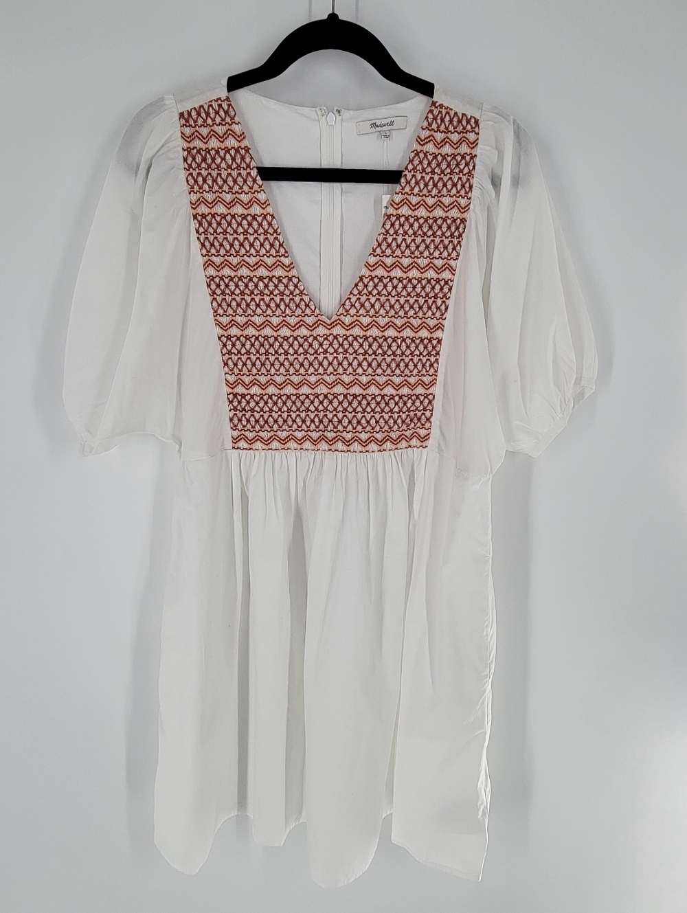 Madewell womens dress mini white embroidered tunic size L NWT
